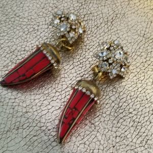 Authentic Glynneth B tusk and crystals earrings